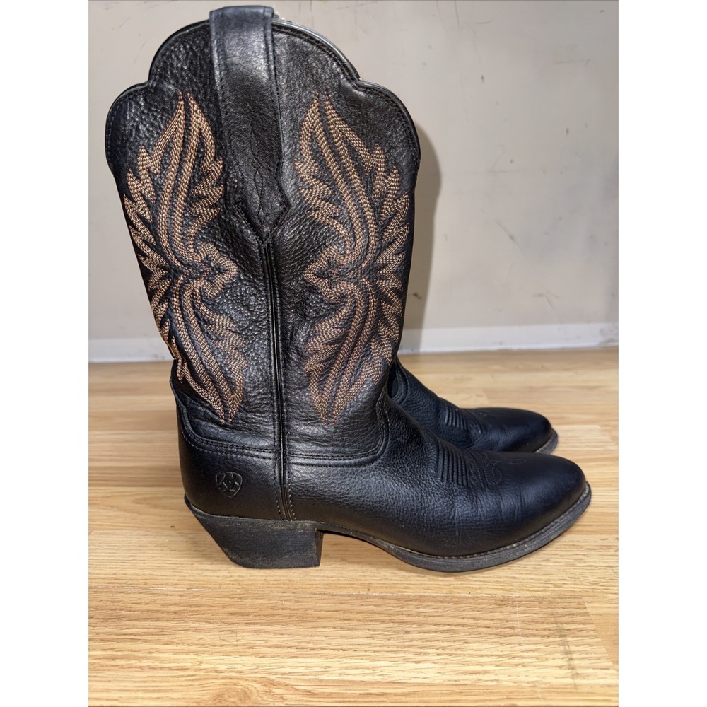 Ariat Heritage Women's Size 10 Bblack And Gold Cowboy Boots Rodeo Festival